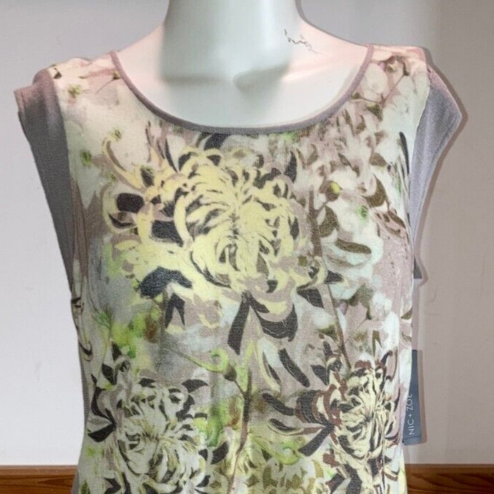 NWT Nic & Zoe Hand Printed Cap Sleeve Top ~ Size 2x ~ RV $128